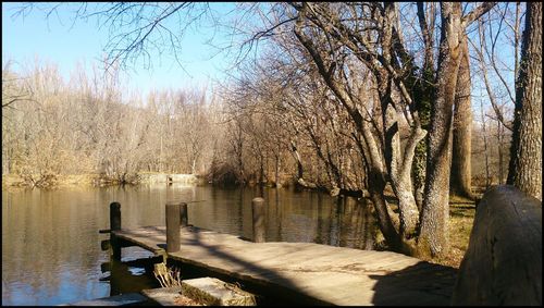 Scenic view of lake against clear sky