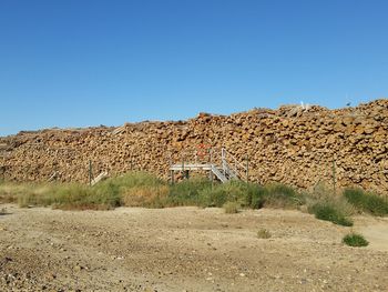 Scenic view of landscape against clear blue sky