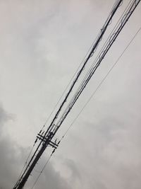 Low angle view of electricity pylon against sky