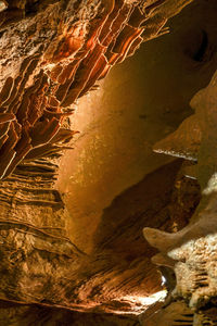 Close-up of rock formation in river