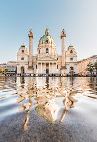 Mosque reflecting in lake