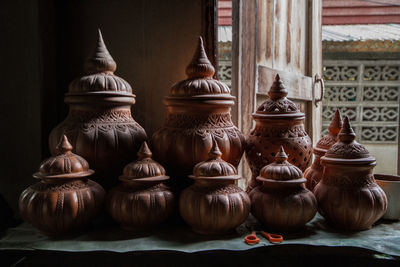 Containers on table