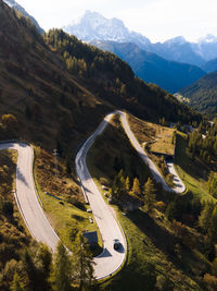 High angle view of mountain road