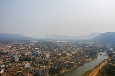 High angle view of townscape against sky