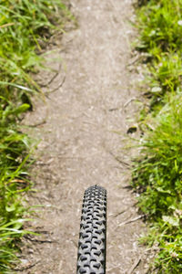 High angle view of bicycle on road