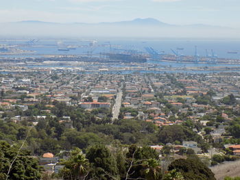 High angle view of townscape against sky