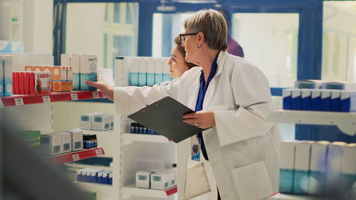 Female doctor working in laboratory