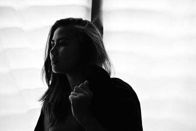 Close-up of woman looking away