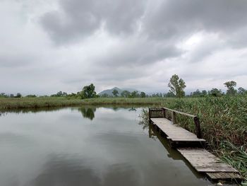 Scenic view of lake against sky