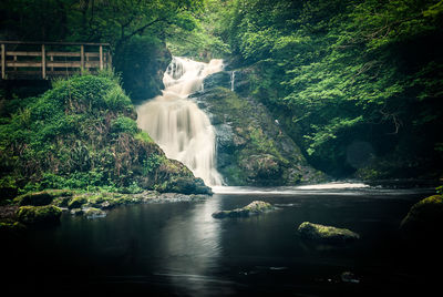 Scenic view of waterfall