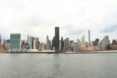 City skyline with river in background