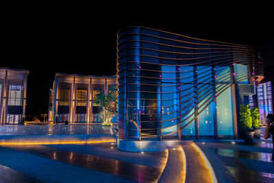 Illuminated modern building at night