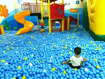 Boy playing in field