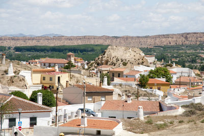 High angle view of townscape against sky