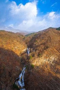 Scenic view of landscape against cloudy sky