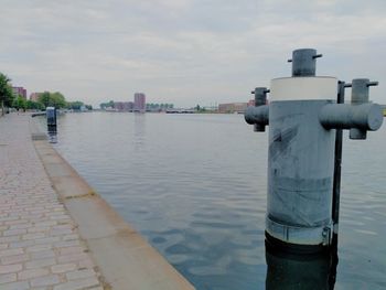 Close-up of cityscape against river