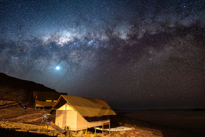 Low angle view of building against sky at night