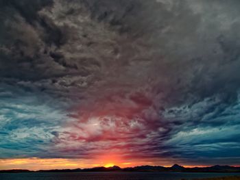 Scenic view of dramatic sky during sunset