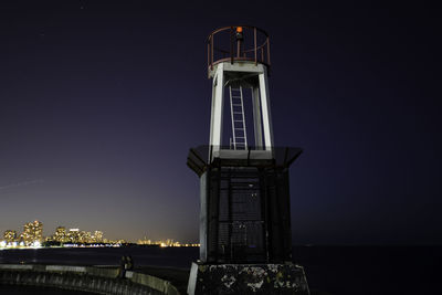 Low angle view of illuminated built structure