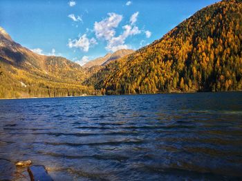 Scenic view of lake against sky