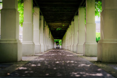 Empty corridor along buildings