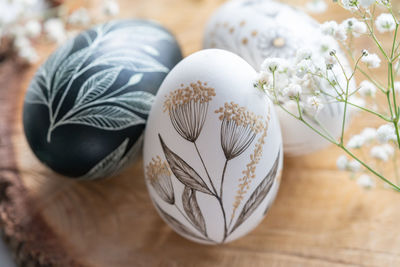 Close-up of christmas decorations on table