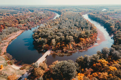 Aerial of bending river