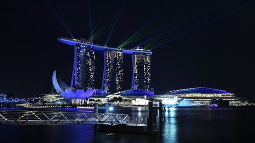 View of illuminated building at night