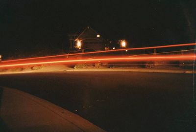 Light trails on road at night