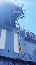 Low angle view of ship against sky