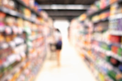 Blurred motion of food in store