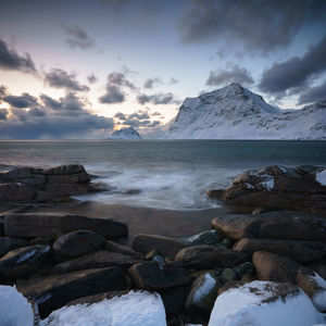 Scenic view of sea against sky during sunset