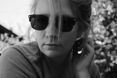 Close-up portrait of boy wearing sunglasses