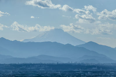 Scenic view of mountains against sky