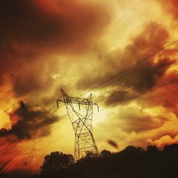 Low angle view of cloudy sky at sunset