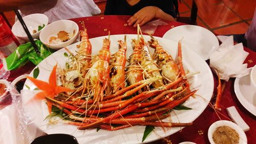 High angle view of food in plate