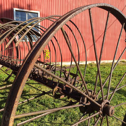 Rusty metallic structure on field