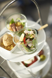 Close-up of meal served on table