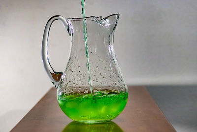 Close-up of glass of water on table