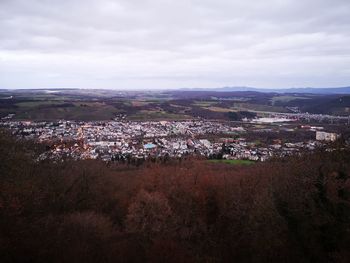 High angle view of townscape against sky