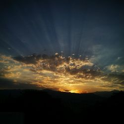 Silhouette landscape against sky during sunset