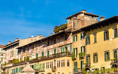 Low angle view of buildings in town