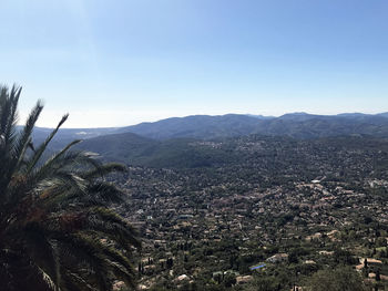 Scenic view of mountains against clear sky