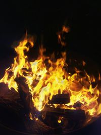 Close-up of bonfire at night