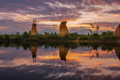 Reflection of sky on lake during sunset