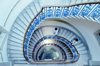 High angle view of spiral stairs