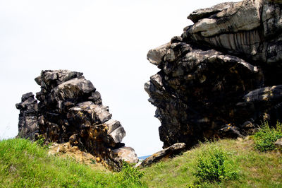 Rock formation against clear sky