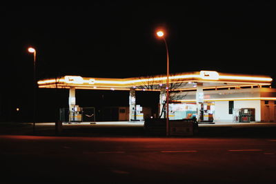 Illuminated street lights at night