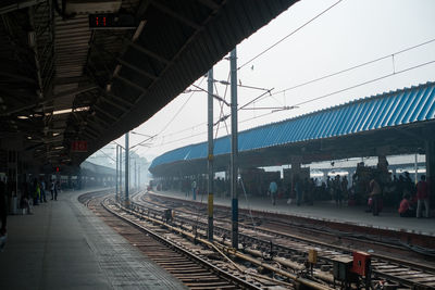 Railroad station platform against sky