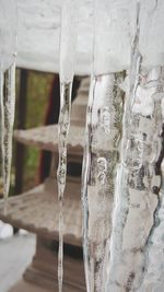 Close-up of icicles